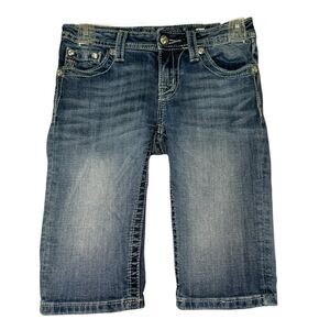 MISS ME kids girl's size 16 bling colorful cross pockets denim Bermuda shorts